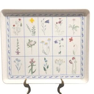 Vintage Botanical Wildflower Tray Melamine Vanity Serving Platter Italian 12"